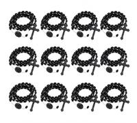 VAEIORP Rosary Pack of 12 Black, Compact Plastic Chain for Christening and Communion, Child-friendly Prayer Beads as a Guest Gift, Robust and Handy for Ceremonies