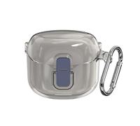 VAEKNVG Case for JBL Tune Flex, Shock-Absorbing Protective Armor Cover for JBL Tune Flex Earbuds Accessories, TPU Hard Shell with Carabiner (Clear Grey)