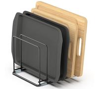 VAEKUCEAN Cutting Board Organizer, Kitchen Cabinet Organizer, Divided Rack with 5 Slots for Baking Trays, Cutting Boards - Cookie sheet Organizer Inside Cabinet, Baking Sheets Holder (large)