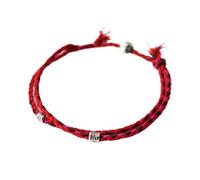 Vaeltor 4Pcs Buddhism Braided Bracelet Lucky Rope Handmade Tibetan Silver Buddha Head Adjustable