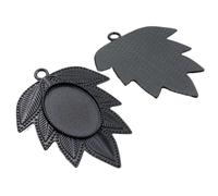 Vaeltor Pendant Trays 40pcs Antique Silver Black Bronze Leaf Cameo Cabochon Base Settings Brooch Findings