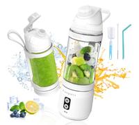 Vaeqozva Mini Blender Smoothie Maker,700ml Portable Smoothie Blender USB Rechargeable,Cordless Anti-Jamming Personal Fruit Smoothie Blender With BPA Free Bottle For Travel Sports Office,White