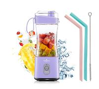 Vaeqozva Portable Blender-Mini Blender Smoothie Maker Small Blender for Shakes and Smoothies,Mini Juicer Blender USB Rechargeable for Travel Sports Camping,4000 mAh Battery,380ML,Purple