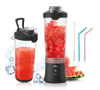 Vaeqozva Portable Smoothie Maker, 600ml Personal Blender, 270W Mini Blender USB Rechargeable, 6 Blades, Smoothie Cup for Travel, Sports, Office, Black