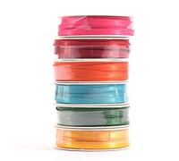 Vaessen Creative Set 6 Different, 3 mm x 2 m Organza Selvedges, Gift Ribbon for Summer Decoration, Cardboard, Multi-Coloured