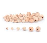 Vaessen Creative 11006-090 Untreated Wooden Beads Set, 525 Pieces, Round Beads for Crafts, DIY Handmade Decorations, Jewellery Crafts, Wood, Piece