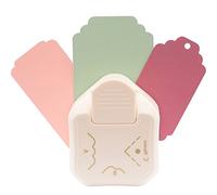 Vaessen Creative 3-in-1 Corner Cutter Tag Punch - Scalloped - for Paper, Cards, Invitations and Photos up to 220 GSM - Ideal for Papercrafts - Scrapbook Supplies, White-Pink