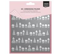Vaessen Creative 3D Embossing Folder Village 5.9 x 5.9 (15 x 15 cm) Making Supplies for Journaling, Blank Cards and Envelopes-Scrapbook Accessories for Christmas Papercrafts, Silver