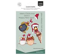 Vaessen Creative Clear Stamps 10 Pcs - Christmas Chickens - Scrapbooking, Stamping and Card Making Supplies - Silicone Stamps for Crafting - for Stamping Platform