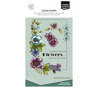 Vaessen Creative Clear Stamps 11 Pcs - Flowers Square Edge - Scrapbooking, Stamping and Card Making Supplies for Crafting