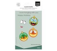 Vaessen Creative Clear Stamps 12 Pcs - Christmas Baubles - Scrapbooking, Stamping and Card Making Supplies - Silicone Stamps for Crafting - for Stamping Platform