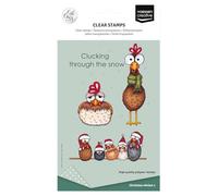 Vaessen Creative Clear Stamps 12 Pcs - Christmas Chickens - Scrapbooking, Stamping and Card Making Supplies - Silicone Stamps for Crafting - for Stamping Platform