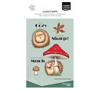 Vaessen Creative Clear Stamps 13 Pcs - Mushrooms & Hedgehogs - Scrapbooking, Stamping and Card Making Supplies for Crafting