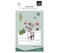 Vaessen Creative Clear 14 Pcs-Reindeer and Christmas Decorations-Scrapbooking, Card Making Supplies-Silicone Crafting-for Stamping Platform, A6