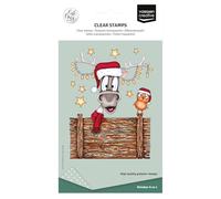 Vaessen Creative Clear 14 Pcs-Reindeer and Christmas Decorations-Scrapbooking, Card Making Supplies-Silicone Crafting-for Stamping Platform, A6