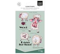Vaessen Creative Clear Stamps 15 Pcs - Sheep and Texts - Scrapbooking, Stamping and Card Making Supplies for Crafting