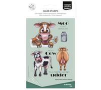 Vaessen Creative Clear Stamps 16 Pcs - Cows and Texts - Scrapbooking, Stamping and Card Making Supplies for Crafting