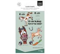 Vaessen Creative Clear Stamps 19 Pcs - Horses and Texts - Scrapbooking, Stamping and Card Making Supplies for Crafting