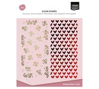 Vaessen Creative Clear Stamps 2 Pcs - Hearts & Flowers Backgrounds - Scrapbooking, Stamping and Card Making Supplies for Crafting