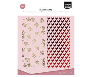 Vaessen Creative Clear Stamps 2 Pcs - Hearts & Flowers Backgrounds - Scrapbooking, Stamping and Card Making Supplies for Crafting
