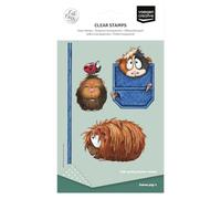 Vaessen Creative Clear Stamps 6 Pcs - Guinea Pigs, Flowers and Bee - Scrapbooking, Stamping and Card Making Supplies - Silicone Stamps for Crafting - for Acrylic Stamp Block and Stamping Platform