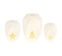 Vaessen Creative Craft Paper Punch - Christmas - 3 Pcs - Various Sizes - Circle Cutter for Crafting and Card Making - Snowflake, Christmas Tree, Star, Ivory