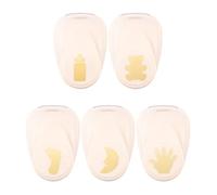 Vaessen Creative Craft Paper Punch - Baby - 5 Pcs - Various Sizes - Circle Cutter for Crafting and Card Making - Bear, Baby Bottle, Hand, Foot, Moon, Ivory