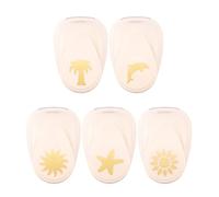 Vaessen Creative Craft Paper Punch - Summer - 5 Pcs - Various Sizes - Circle Cutter for Crafting and Card Making - Sunflower, Palm Tree, Dolphin, Sea Star, Sun, Ivory