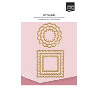 Vaessen Creative Cutting and Embossing Dies Set-Scalloped Circles & Squares-6 pcs of 1 x 1 to 2.2 x 2.2-for Mini Machine-Card Making Supplies-for Scrapbooking and Paper Crafts, Gold