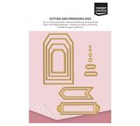 Vaessen Creative Cutting and Embossing Dies Set-Trapeze Banners & Labels-14 pcs of 0.1 x 0.1 to 2 x 3.3-for Mini Machine-Card Making Supplies-for Scrapbooking and Paper Crafts, Gold