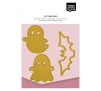 Vaessen Creative Cutting and Embossing Set-Ghosts and Bat-3 Shape 1.4 x 1.6 to 2.1 x 1.6-Card Making Supplies-Metal Craft Dies for Scrapbooking, Halloween and Autumn, Gold, 7,2 x 7 cm