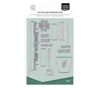Vaessen Creative Cutting and Embossing Set-Grass, Text, Flower Pot-15 Shape 0.8 x 0.8 to 1 x 5.4-Card Making Supplies-Metal Dies for Scrapbooking and Paper Crafts, Silver, 2 x 2 cm / 2,5 x 13,8 cm