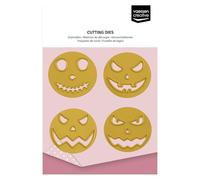 Vaessen Creative Cutting Set Pumpkin Faces-4 Shape 1.6 x 1.4 x 1.4-Card Making Supplies-Metal Craft Dies for Scrapbooking, Halloween and Autumn, Gold, 4 x 3,5 x 3,5 cm