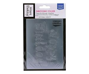 Vaessen Creative Embossing Folder, Happy Birthday 5,7x4,25x0,19 inches, 1 Unit, for Birthday Cards, Scrapbook Embellishments, Home Decor Projects and Paper Crafts
