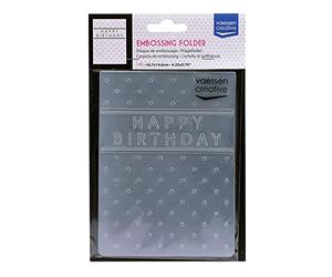 Vaessen Creative Embossing Folder, Happy Birthday 5,7x4,25x0,19 inches, 1 Unit, for Birthday Cards, Scrapbook Embellishments, Home Decor Projects and Paper Crafts
