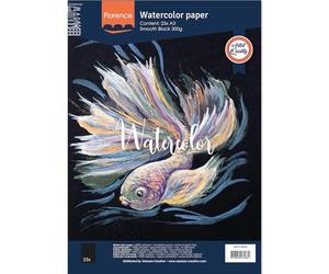 Vaessen Creative Florence Hot Pressed Watercolour Paper A3, Black, 300 GSM, Smooth Surface, Artist Grade Quality, 25 Sheets for Painting, Hand Lettering, Art Projects and More