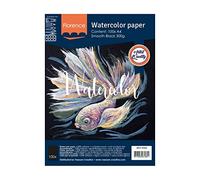 Vaessen Creative Florence Hot Pressed Watercolour Paper A4, Black, 300 GSM, Smooth Surface, Artist Grade Quality, 100 Sheets for Painting, Hand Lettering, Art Projects and More