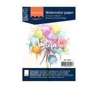 Vaessen Creative Florence Hot Pressed Watercolour Paper A5, Ivory, 200 GSM, Artist Grade Quality, Smooth Surface, 100 Sheets for Painting, Hand Lettering, Art Projects