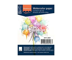 Vaessen Creative Florence Hot Pressed Watercolour Paper A6, Ivory, 200 GSM, Artist Grade Quality, Smooth Surface, 36 Sheets for Painting, Hand Lettering, Art Projects