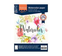 Vaessen Creative Florence Watercolour Paper A4, Ivory, 300 GSM, Artist Grade Quality, Textured Surface, 10 Sheets for Painting, Handlettering, Art Projects