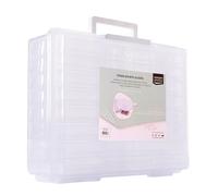 Vaessen Creative Photo Storage Box with Lid - 14.8 x 11.8 x 5.1" - 16 Cases of 6.7 x 4.7 x 1.3" - Clear Plastic Organiser for Sewing, Diamond Art, Small Accessories and Craft Supplies