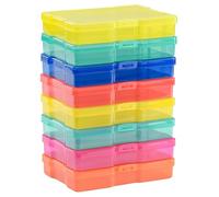Vaessen Creative Photo Storage Boxes - 8 Clear Cases of 6.7 x 4.7 x 1.3" - Coloured Plastic Organiser for Sewing, Diamond Art, Small Accessories and Craft Supplies