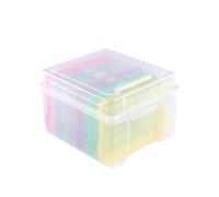 Vaessen Creative Plastic Storage Box with Lid 21 x 18,5 x 14 cm - 6 Cases of 17 x 12 x 3 cm in 6 Colours - Clear Organiser for Sewing, Diamond Art, Small Accessories and Craft Supplies