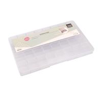 Vaessen Creative Plastic Storage Box with Lid - 34,7 x 21,8 x 3,5cm - 32 Compartments - Transparent Organiser for Sewing, Diamond Art, Small Accessories and Craft Supplies