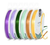 Vaessen Creative Satin Ribbon 0.12" x 32.8 ft (3 mm x 10 m) - Double-Sided Thin Ribbons for Crafting and Gift Wrapping - Mediterranean Colours - 6 Pieces