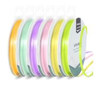 Vaessen Creative Satin Ribbon 0.12" x 32.8 ft (3 mm x 10 m) - Double-Sided Thin Ribbons for Crafting and Gift Wrapping - Spring Colours - 6 Pieces