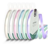 Vaessen Creative Satin 0.24" x 32.8 ft (6 mm x 10 m) -Double-Sided Thin Ribbons for Crafting and Gift Wrapping-Baby Shower and Communion Colours-6 Pieces, 6mmx10m