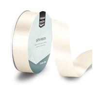 Vaessen Creative Satin Ribbon Antique White - 65.6 ft x 1" - Thin Ribbon for Gift Wrapping and Crafting, 20m x 25mm