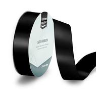 Vaessen Creative Satin Ribbon Black - 65.6 ft x 1" - Thin Ribbon for Gift Wrapping and Crafting, 20m x 25mm