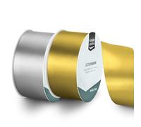 Vaessen Creative Satin Ribbon Set - 2 Christmas Colours of 32.8 ft x 2" - Silver & Gold - Thin Ribbon for Gift Wrapping and Crafting